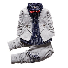 Children's Clothing Sets Baby Boy Gentleman Bow Tie Fake T-shirt Coat  Pants 2pcss Suits Kids Tracksuit Set SM6