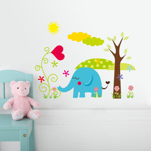 Children's room elephant giraffe  NEW Living Room Bedroom Backdrop decoration tree wall sticker for kids rooms 30*45CM SM6