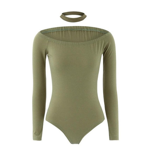 Chocker Sexy One Piece Outfits Off Shoulder Long Sleeve Women Spring Sexy Bodysuit Slim Bodycon Sexy Club Jumpsuits#212 SM6
