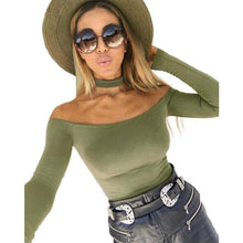 Chocker Sexy One Piece Outfits Off Shoulder Long Sleeve Women Spring Sexy Bodysuit Slim Bodycon Sexy Club Jumpsuits#212 SM6