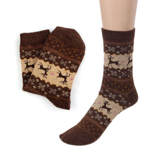Christmas Deer 3D Socks Printed Warm Winter Casual Short Socks Knit Wool Funny Socks Women Chausettes Femme#121 SM6