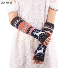 Christmas Elk Knitted Women Gloves Warm Arm Knitted Fingerless Winter Gloves Luvas Feminina#A11 SM6