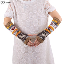 Christmas Elk Knitted Women Gloves Warm Arm Knitted Fingerless Winter Gloves Luvas Feminina#A11 SM6