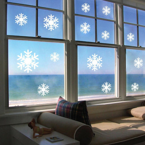 Christmas white Snowflakes Sticker Windows Glass cabinet Wall stickers New Year home decoration Wall Stickers Wallpaper SM6