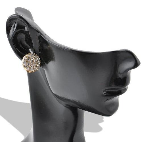 Circle Rhinestone Gold Ear Clip Women Jewelry Elegant Women Crystal Stud Earrings SM6