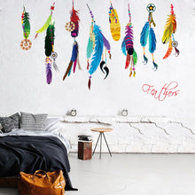 Classic Creative Dream Catcher Feather Wall Sticker Art Decal Mural Lucky Bedroom Living Wallpaper Home Decoration Gifts Parede SM6