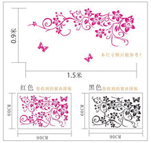 Classical black flower vine home decoration wall decal 954 decorative removable wall sticker TV wallpaper SM6