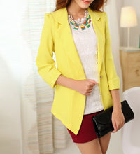 Clearance Women Slim Coat Candy Color Three Quarter Sleeve Suit One Button Thin Coat Suit Jacket Ol Work Wear SM6