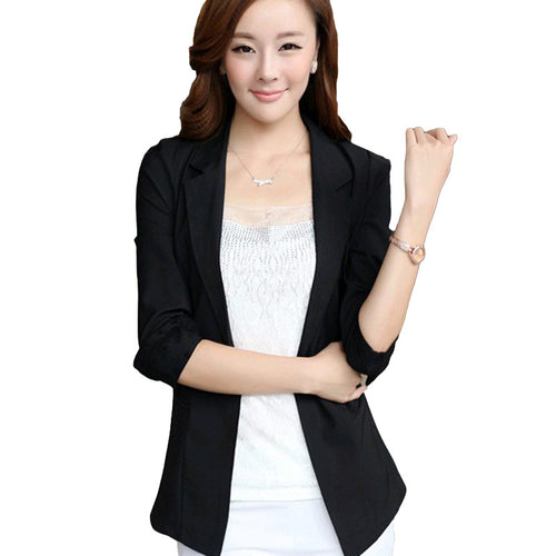 Clearance Women Slim Coat Candy Color Three Quarter Sleeve Suit One Button Thin Coat Suit Jacket Ol Work Wear SM6