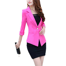Clearance Women Slim Coat Candy Color Three Quarter Sleeve Suit One Button Thin Coat Suit Jacket Ol Work Wear SM6