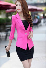 Clearance Women Slim Coat Candy Color Three Quarter Sleeve Suit One Button Thin Coat Suit Jacket Ol Work Wear SM6