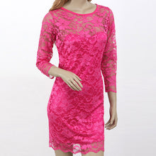 Clearance Products Ladies Mini Lace Dresses Sexy Rose 34 Sleeve Hollow Out Round Neck Short Women Dress SM6