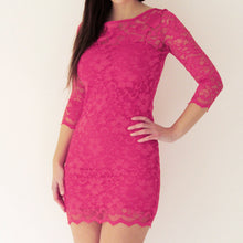 Clearance Products Ladies Mini Lace Dresses Sexy Rose 34 Sleeve Hollow Out Round Neck Short Women Dress SM6