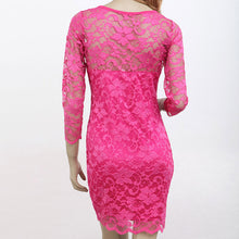 Clearance Products Ladies Mini Lace Dresses Sexy Rose 34 Sleeve Hollow Out Round Neck Short Women Dress SM6