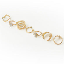 Clover Rhinestone Joint Tail Finger Knuckle Ring Set for women 7PCS Rock Punk Gold Plated Stack B  Midi Rings SM6