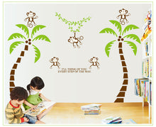Coconut trees in the monkey creative animation cartoon school kindergarten children room decorates a wall stickers SM6