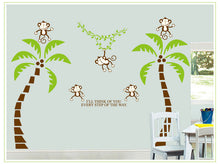 Coconut trees in the monkey creative animation cartoon school kindergarten children room decorates a wall stickers SM6