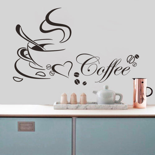 Coffee cup with heart vinyl quote Restaurant Kitchen removable wall Stickers DIY home decor wall art MURAL ping SM6