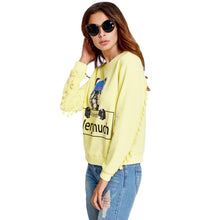 College Women Hoodies Cartoon Dog Sweatshirts Casual Printed Candy Color Harajuku Tracksuit Sudaderas With Tassel SM6