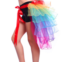 Colorful Adult Dancing Tutu Layered Organza Lace up Party Rainbow Skirt Clubwear PY SM6