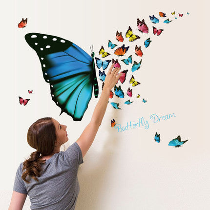 Colorful Flying Butterfly Wall Sticker For Kids Rooms Home Decor Cartoon Tatoos Home Decoration Decals Wall Art Sticker Poster SM6
