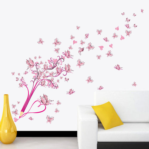 Colorful Pencil Flying Flower Floral Butterflies Wall Stickers Decals Living Room Bedroom TV Sofa Background Decor Mural Poster SM6