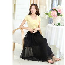 Colorful Women's Tulle Skirt Elastic Waist Silk Chiffon Pleated Long PY3 SM6