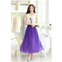Colorful Women's Tulle Skirt Elastic Waist Silk Chiffon Pleated Long PY3 SM6