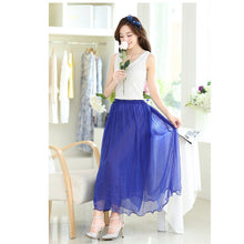 Colorful Women's Tulle Skirt Elastic Waist Silk Chiffon Pleated Long PY3 SM6