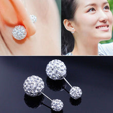 Compact Pearl Ear Stud Rhinestone Double Ball Crystal Stud Earrings For Women Jewelry brincos para as mulheres  SM6