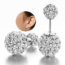 Compact Pearl Ear Stud Rhinestone Double Ball Crystal Stud Earrings For Women Jewelry brincos para as mulheres  SM6