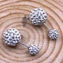 Compact Pearl Ear Stud Rhinestone Double Ball Crystal Stud Earrings For Women Jewelry brincos para as mulheres  SM6