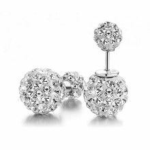 Compact Pearl Ear Stud Rhinestone Double Ball Crystal Stud Earrings For Women Jewelry brincos para as mulheres  SM6
