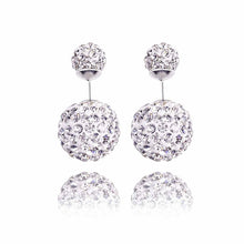 Compact Pearl Ear Stud Rhinestone Double Ball Crystal Stud Earrings For Women Jewelry brincos para as mulheres  SM6