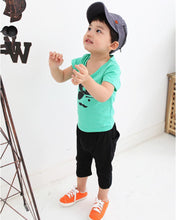 Cool Boys Kids Cartoon T-shirt Round Neck Short Sleeve T-shirts Children Child Tops Clothes Green SM6