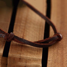 Cool Rock Round Pendant Long Chain Necklace Vintage PU Leather Pendant Necklace SM6