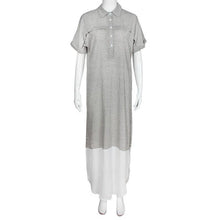 Cotton Maxi Dress Shirt Short Sleeve Spilt Sexy Striped Dress Turn-Down Collar Long Summer Dress Vestido Listrado#B729 SM6