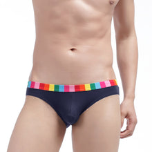 Cotton Men Underwear Striped Rainbow Brief Underpant Spandex Underwear Short U Convex Cueca Brief Low Waist Calzoncillos Hombre SM6
