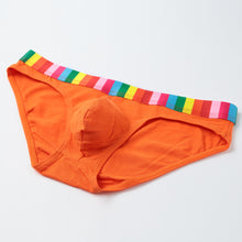 Cotton Men Underwear Striped Rainbow Brief Underpant Spandex Underwear Short U Convex Cueca Brief Low Waist Calzoncillos Hombre SM6