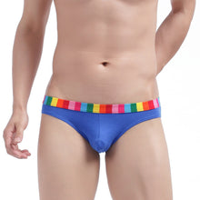 Cotton Men Underwear Striped Rainbow Brief Underpant Spandex Underwear Short U Convex Cueca Brief Low Waist Calzoncillos Hombre SM6
