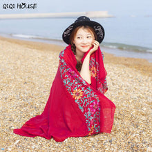 Cotton Shawl Embroidered Floral Solid Retro Scarf Ladies Ethnic Style Scarf Beach Head Sarong Autumn Warm Poncho De Inverno#B905 SM6