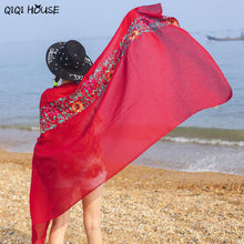 Cotton Shawl Embroidered Floral Solid Retro Scarf Ladies Ethnic Style Scarf Beach Head Sarong Autumn Warm Poncho De Inverno#B905 SM6