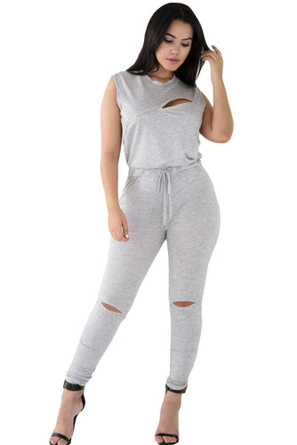 Creative Zip Hole Design Sexy Jumpsuit Romper Overalls  Style One Piece Jumpsuit Long Pants Combinaison Femme SM6