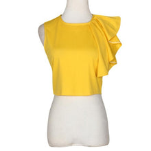 Crop Top Summer Sleeveless Blouse Ruffles Casual Midriff Top Tank Short Chalecos Mujer Camiseta De Tirantes Mujer#B803 SM6