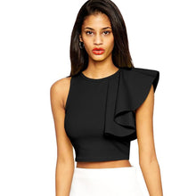 Crop Top Summer Sleeveless Blouse Ruffles Casual Midriff Top Tank Short Chalecos Mujer Camiseta De Tirantes Mujer#B803 SM6