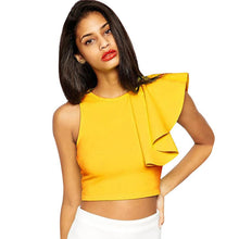Crop Top Summer Sleeveless Blouse Ruffles Casual Midriff Top Tank Short Chalecos Mujer Camiseta De Tirantes Mujer#B803 SM6