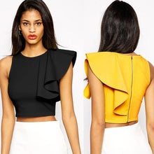 Crop Top Summer Sleeveless Blouse Ruffles Casual Midriff Top Tank Short Chalecos Mujer Camiseta De Tirantes Mujer#B803 SM6