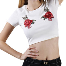 Crop Tops Women 2017 Sexy Slim Fit Tee Short Sleeve Appliques Casual Tshirt Women Summer Shirt Women Cropped Feminino #121 SM6