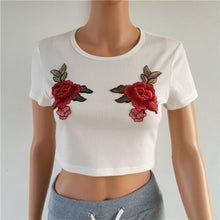 Crop Tops Women 2017 Sexy Slim Fit Tee Short Sleeve Appliques Casual Tshirt Women Summer Shirt Women Cropped Feminino #121 SM6