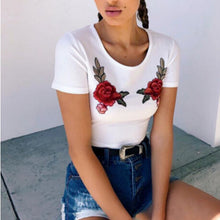 Crop Tops Women 2017 Sexy Slim Fit Tee Short Sleeve Appliques Casual Tshirt Women Summer Shirt Women Cropped Feminino #121 SM6